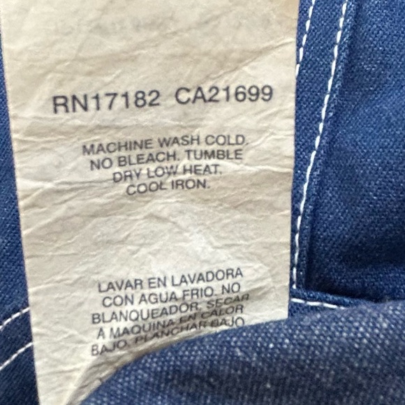 Vintage Liberty Men's Rigid Denim Bib Overalls 36 FLAW Grunge Normcore - Picture 14 of 14